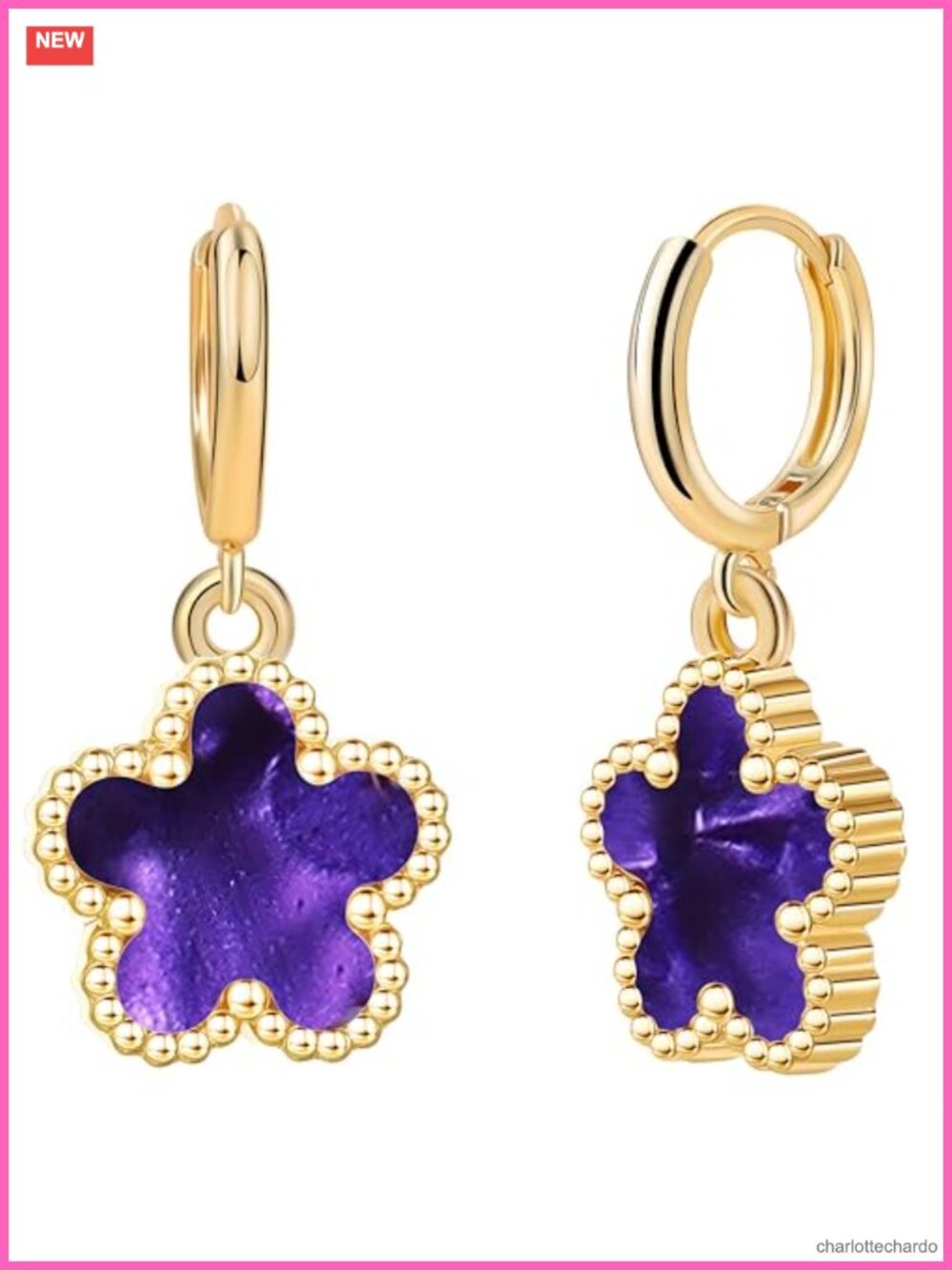 14K Gold Plated Clover Dangle Earrings Hypoallergenic Stainless Steel Drop